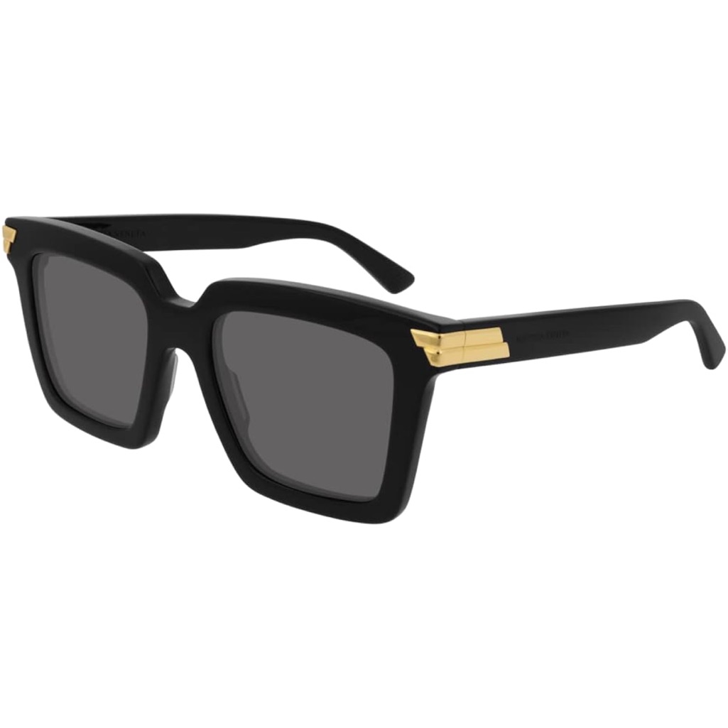Bottega Veneta Bv1005s Black Square Sunglasses With Gold Accents